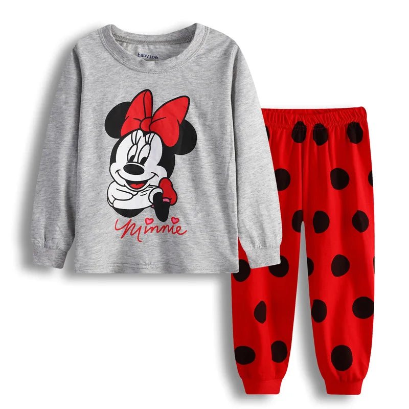 Minnie Mouse Tweekleurige Pyjama Set voor Kinderen - Lotte Prinsessen Pyjama met Stipjes