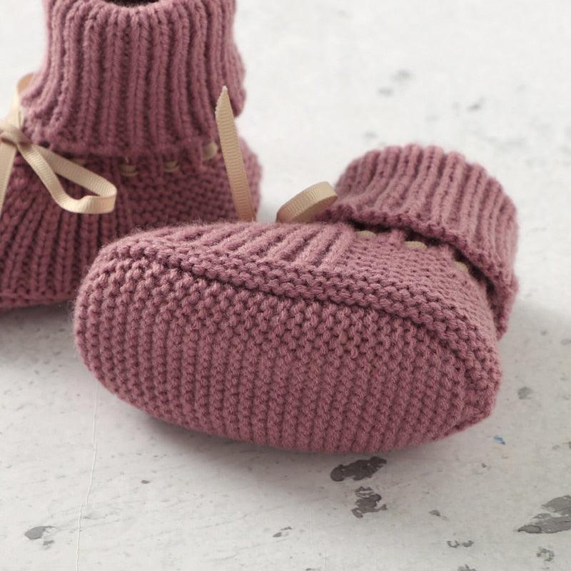 Schattige Gebreide Babyschoenen en Wanten Set