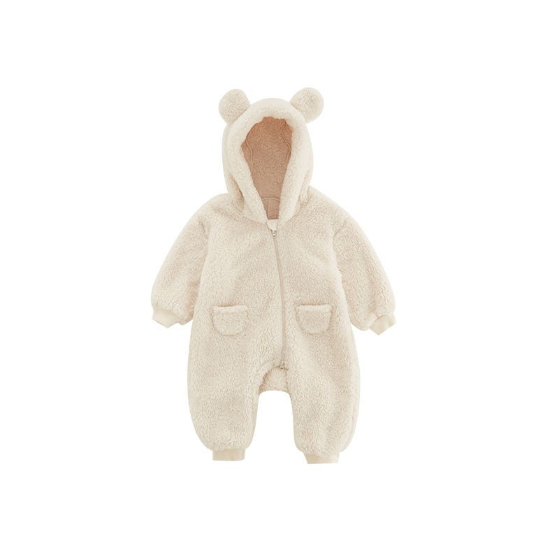 Warm Baby Fleece Romper met Dierenprint - Superzachte Romper voor Koude Dagen