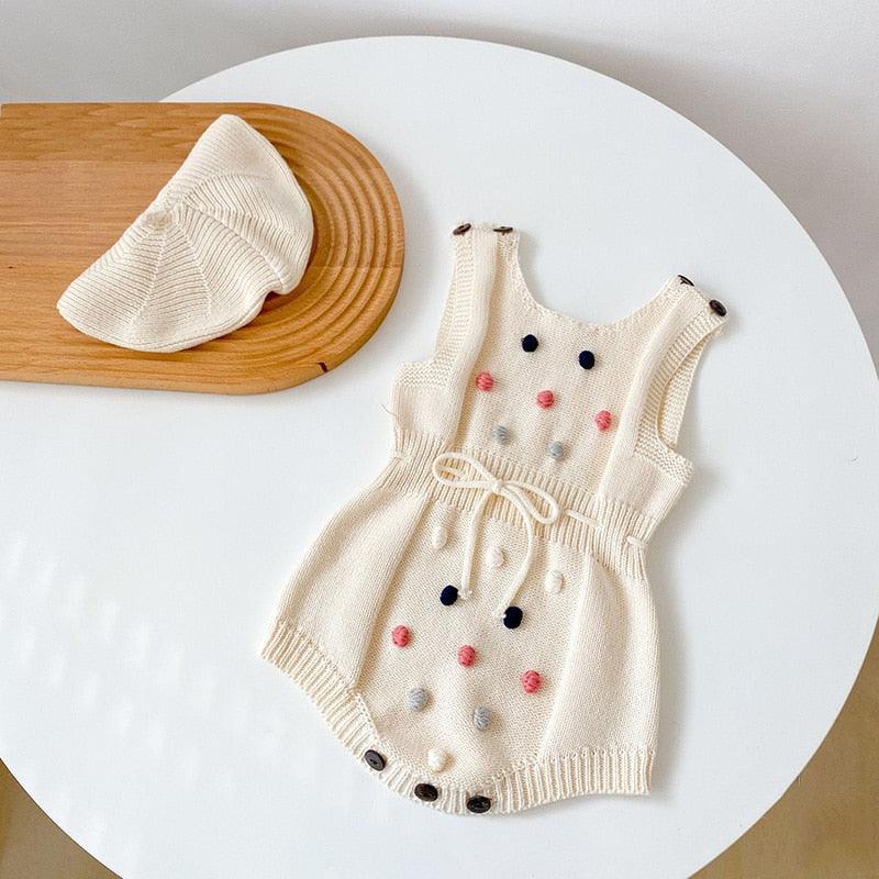 Gebreid PomPom Romper en Cardigan Set