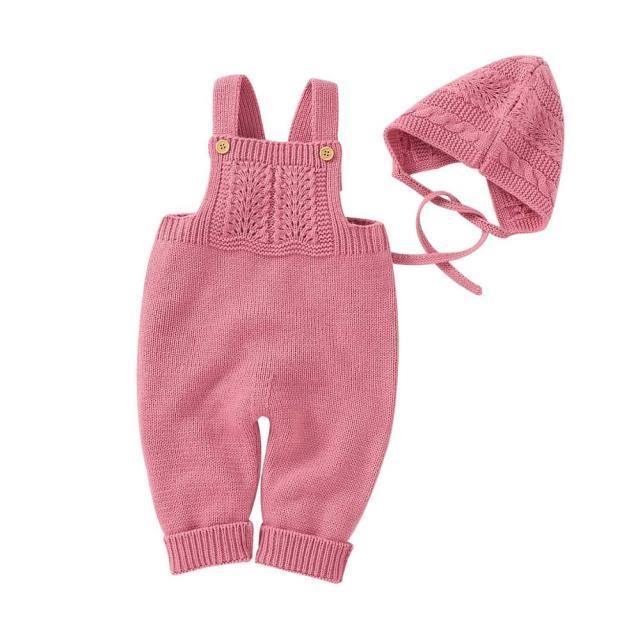 Gebreid Mouwloos Jumpsuit en Bonnet Set